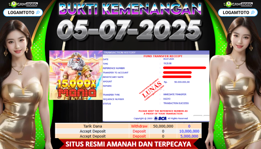 SELAMAT KEPADA MEMBER SETIA LOGAMTOTO BERHASIL JACKPOT DI PERMAINAN SLOT GATE OF OLYMPUS X15000 SLOT MANIA
